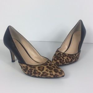 Cole Haan Leather Calf Hair Leopard Pump-Size 6
